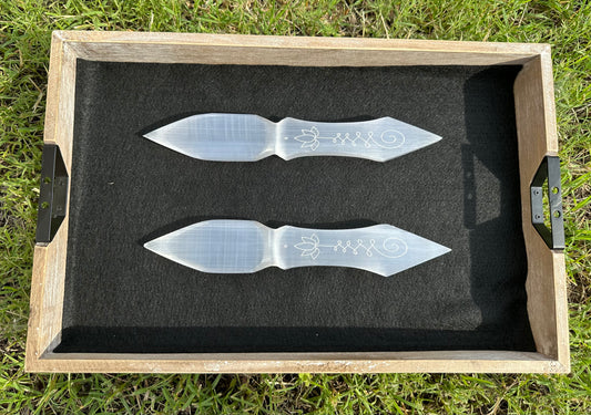 Lotus Carved Selenite Knife